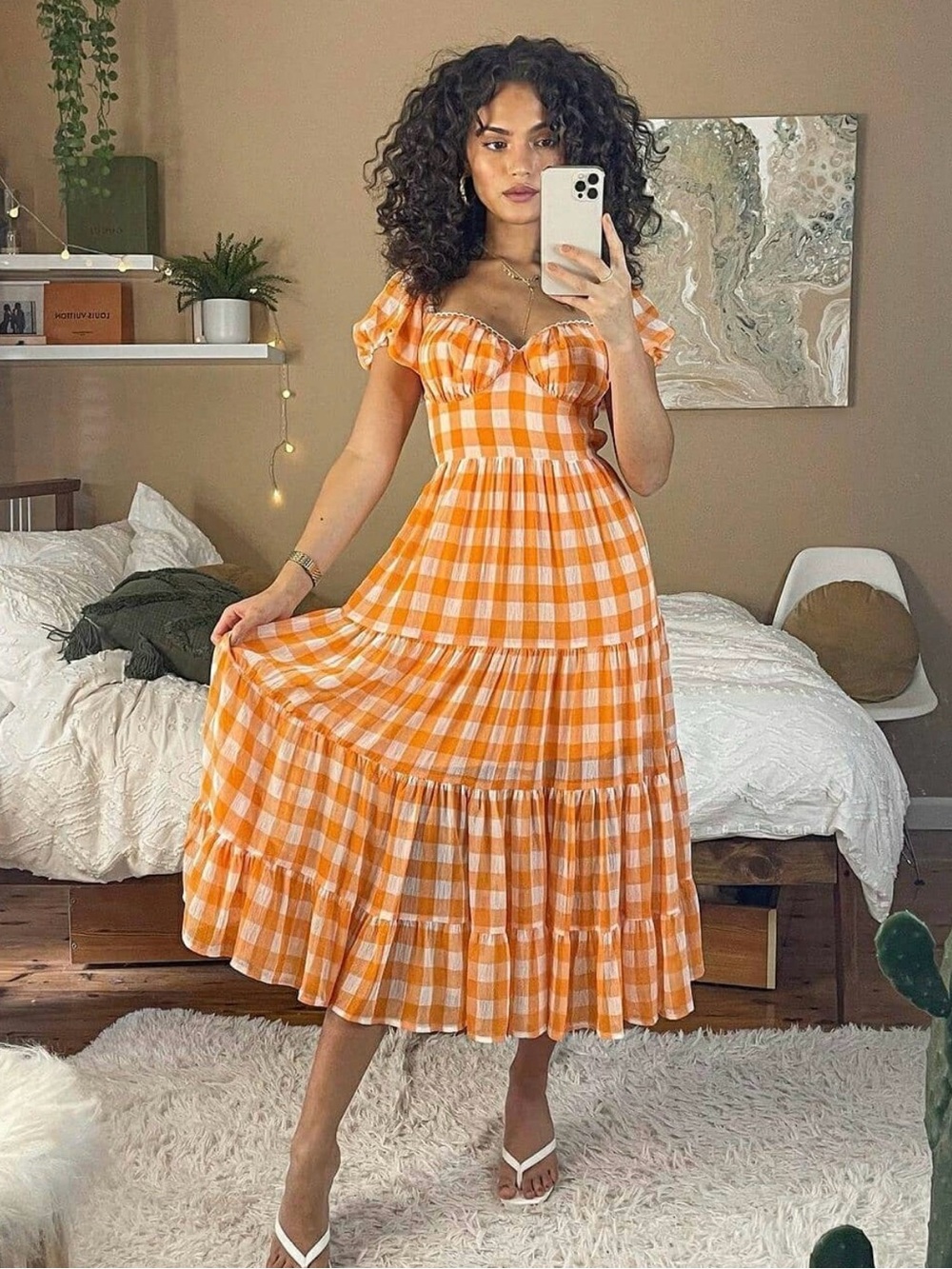 Peppermayo Orange Gingham Dress - Size 2 - Picture 8 of 14